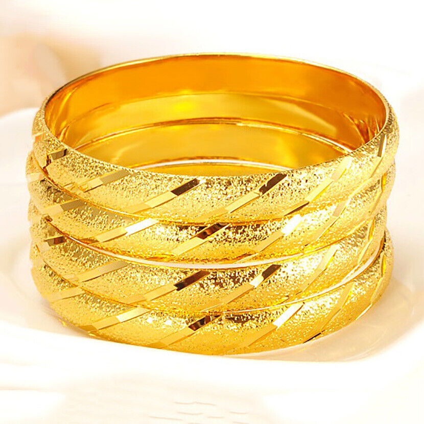 18k Yellow Gold Women's Elegant Italian Cut Design Bracelet Opening D416-10