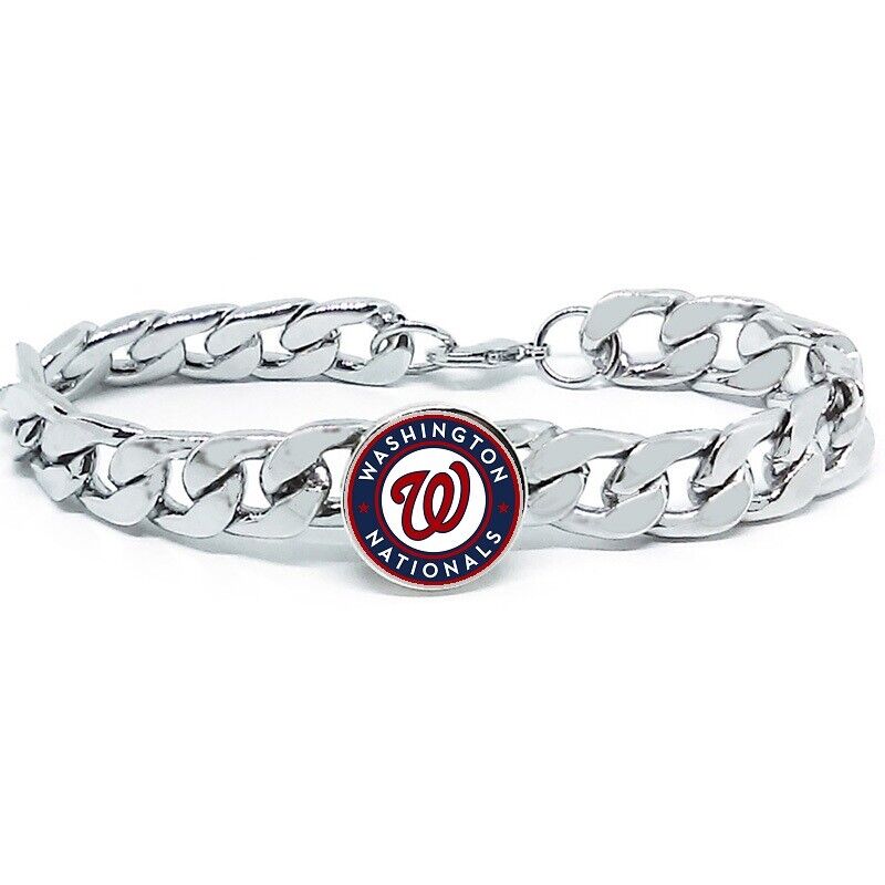 Washington Nationals Stainless Mens Womens Link Chain Bracelet Baseball Gift D4