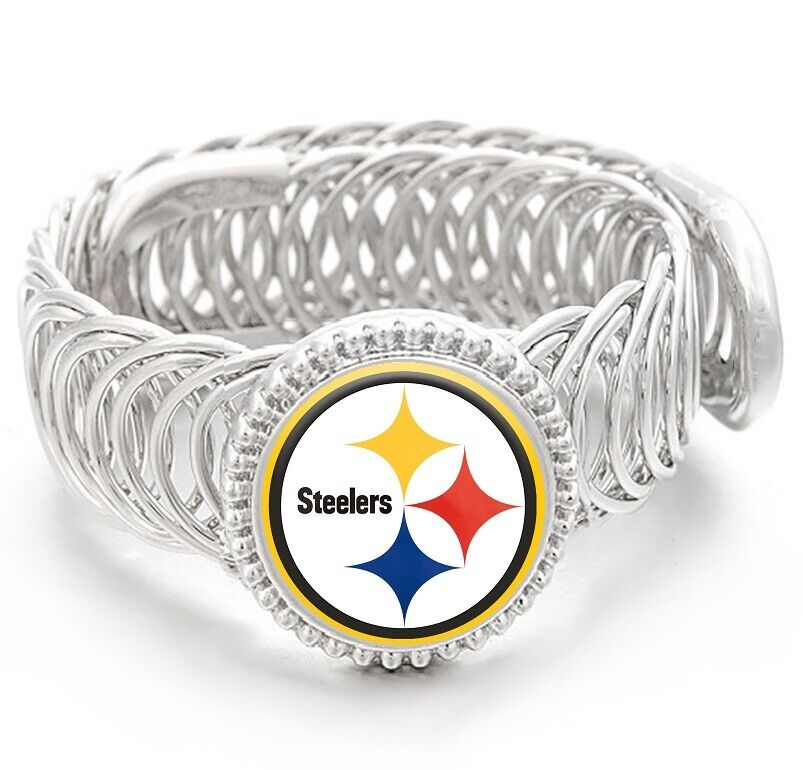 Pittsburgh Steelers Football Silver Mens Womens Bracelet W Gift Pkg D11