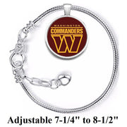Washington Commanders Old Redskins Silver Womens Snake Link Bracelet D10