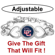 Washington Nationals Women'S Silver Adjustable Heart Bracelet W Gift Pkg D27