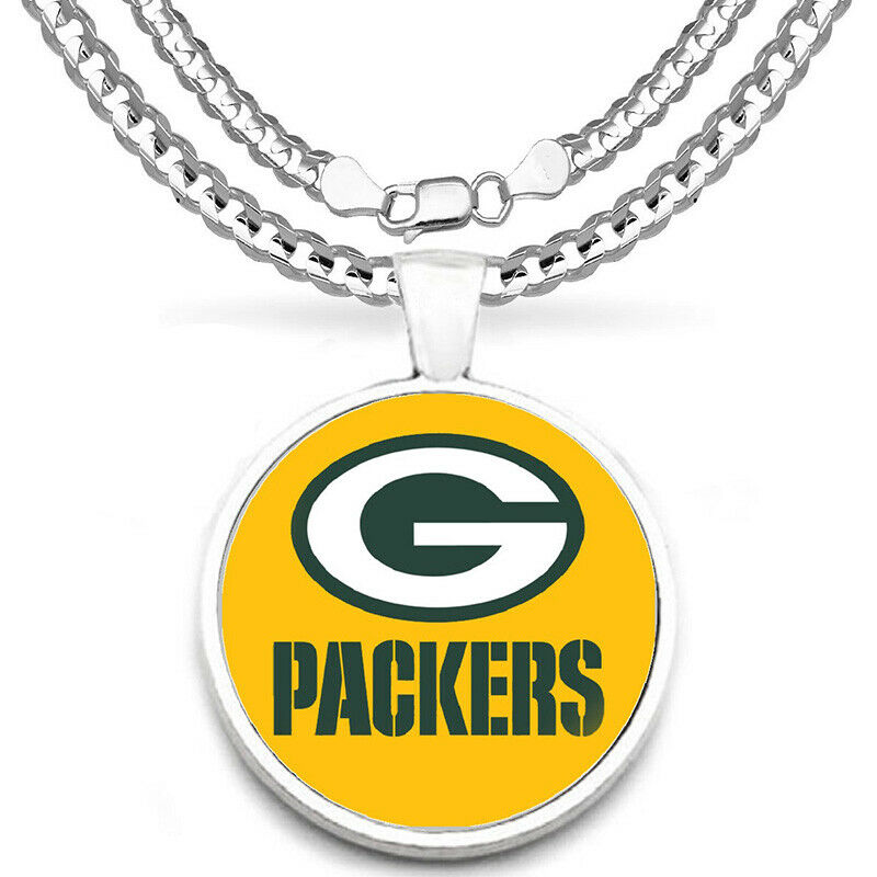 Special Green Bay Packjers Mens Womens Cheesehead Chain Necklace And Pend D9