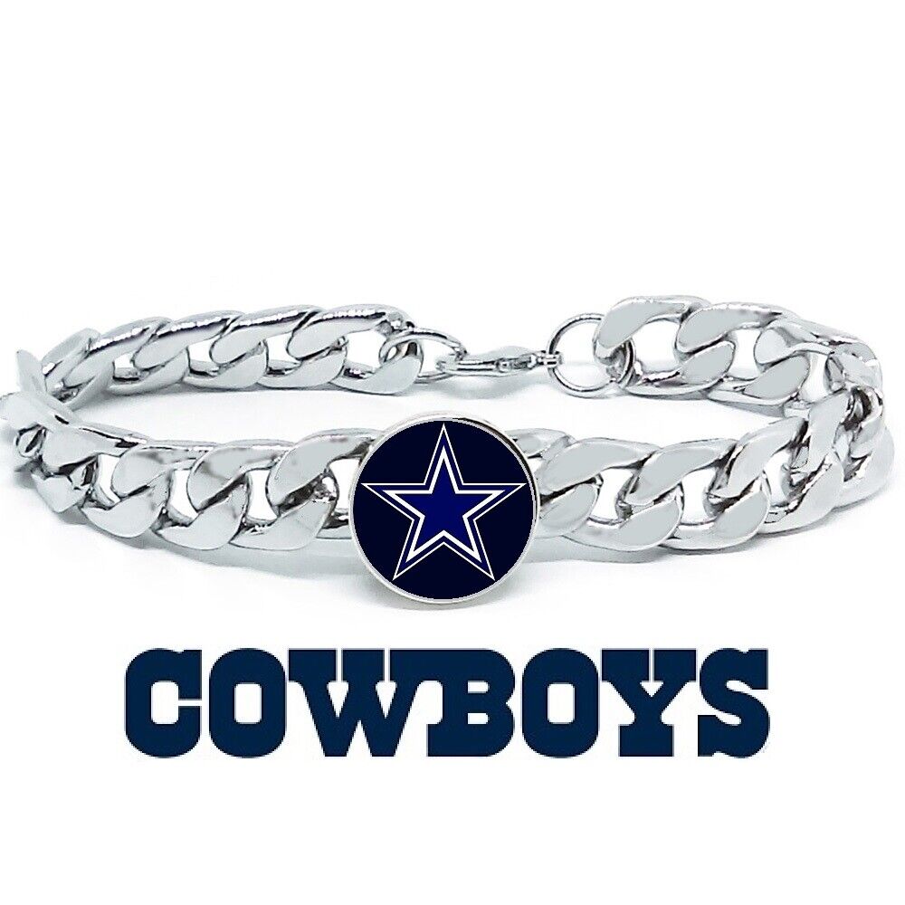 Dallas Cowboys Silver Womens Curb Link Chain Bracelet Football Gift D4