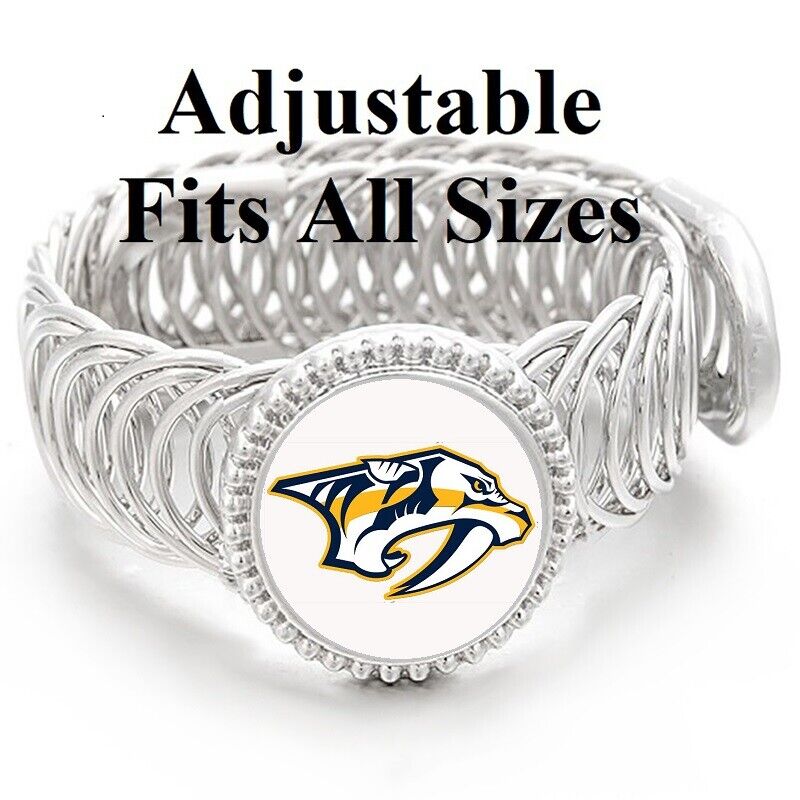 Nashville Predators Mens Women'S Silver Link Adjustable Hockey Bracelet Gift D11