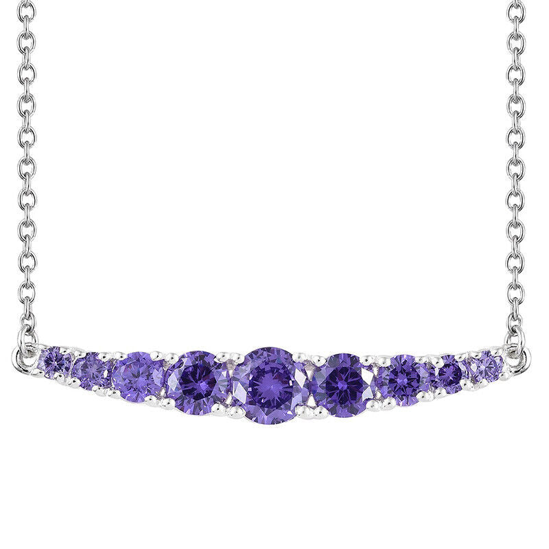Valentine's 925 Sterling Silver 18" - 20" Womens Necklace And Amethyst Pendant