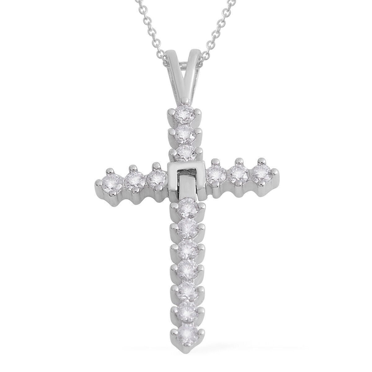 Solid 925 Sterling Silver Mens Womens Cross Link Chain Necklace D305