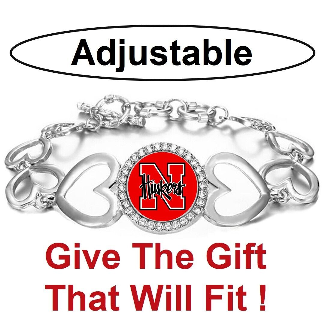 Special Nebraska Cornhuskers Womens Silver Link Bracelet W Gift Pkg D27