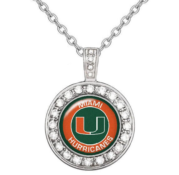 Miami Hurricanes Womens 925 Sterling Silver Necklace College Football Gift D18
