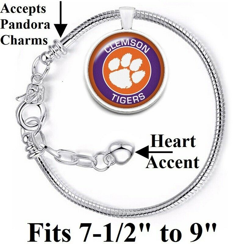 Clemson Tigers University Womens Sterling Silver Bracelet Jewelry Gift D10