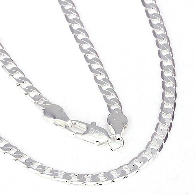 925 Sterling Silver Women's Cuban Curb Link Style Chain 24" Necklace D404