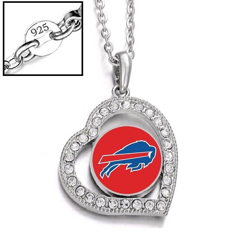 Buffalo Bills Womens 925 Sterling Silver Link Chain Necklace With Pendant D19