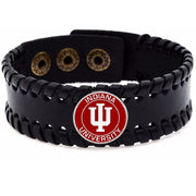 Indiana University Hoosiers Men'S Women'S Black Leather Bracelet Jewelry Gift D8