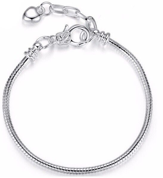 10 PcSet 925 Sterling Silver Large 9" Size Womens Heart Charm Bracelets D403