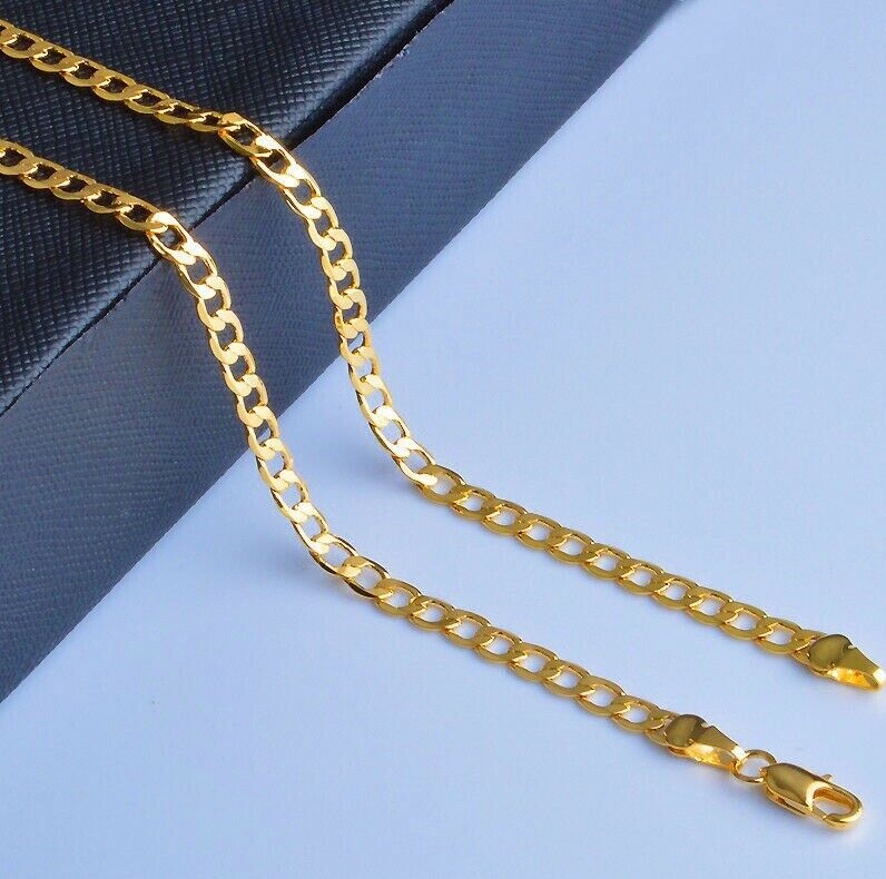 18k Yellow Gold Womens Cuban Wide 8mm Link Chain Necklace w Gift Pkg