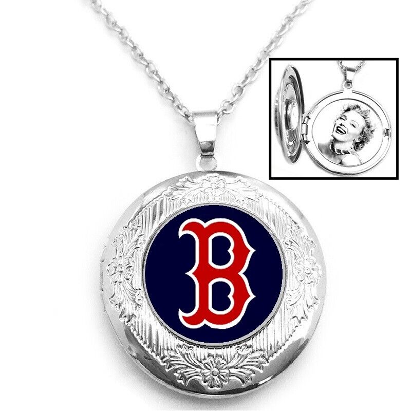 Boston Red Sox Womens 925 Silver Link Chain Necklace And Photo Locket D16