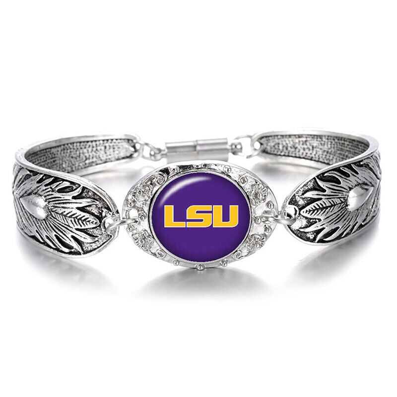 LSU Tigers Purple Women's Sterling Silver Bracelet College Football D3