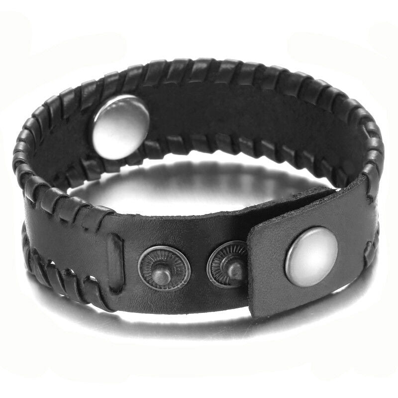 Indiana University Hoosiers Men's Women's Black Leather Bracelet Jewelry Gift D8