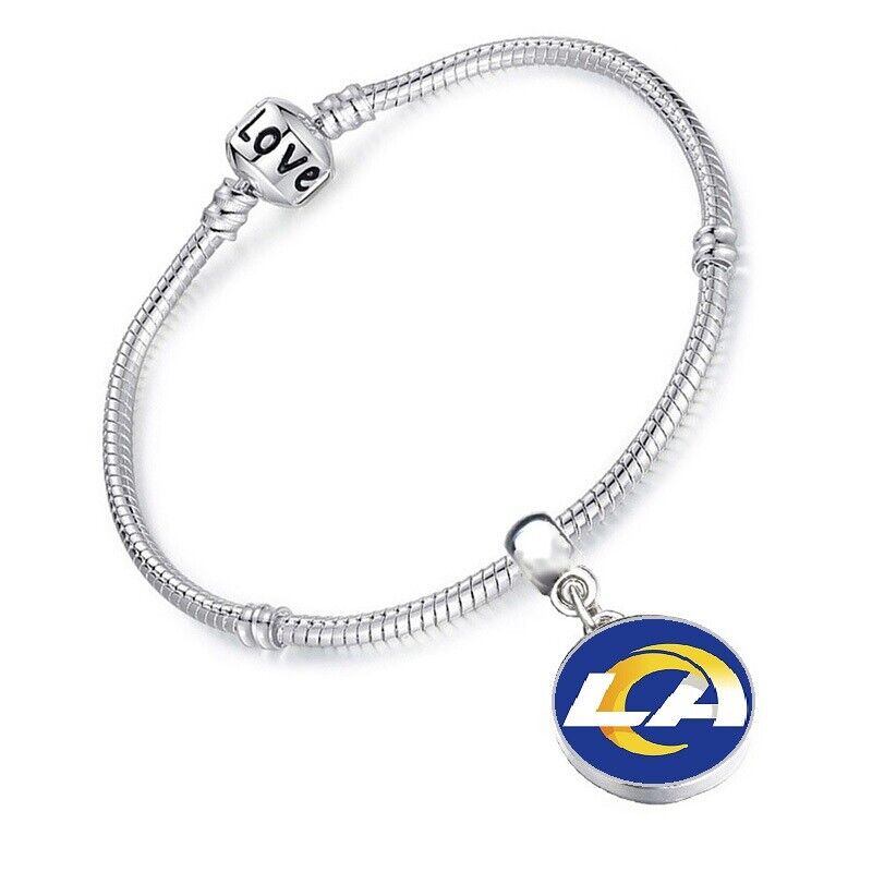 Los Angeles Rams Womens Silver Snake Link Bracelet Gift D13