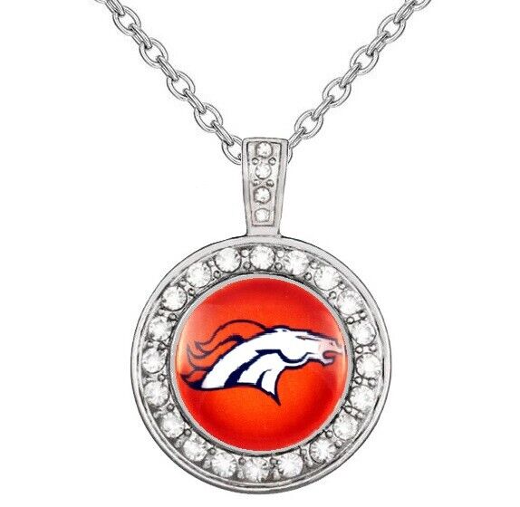 Denver Broncos Orange Women'S 925 Sterling Silver Necklace Football Gift D18