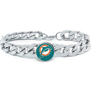 Miami Dolphins Silver Mens Curb Link Chain Bracelet Football Gift D4