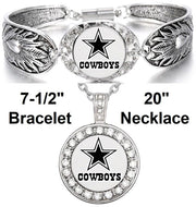 Special Dallas Cowboys Womens Sterling Silver Necklace With Bracelet Set D3D18