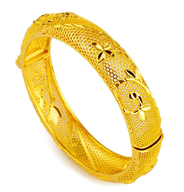 18k Yellow Gold Italian Garden Flowers Women's Bracelet w Gift Pkg D802