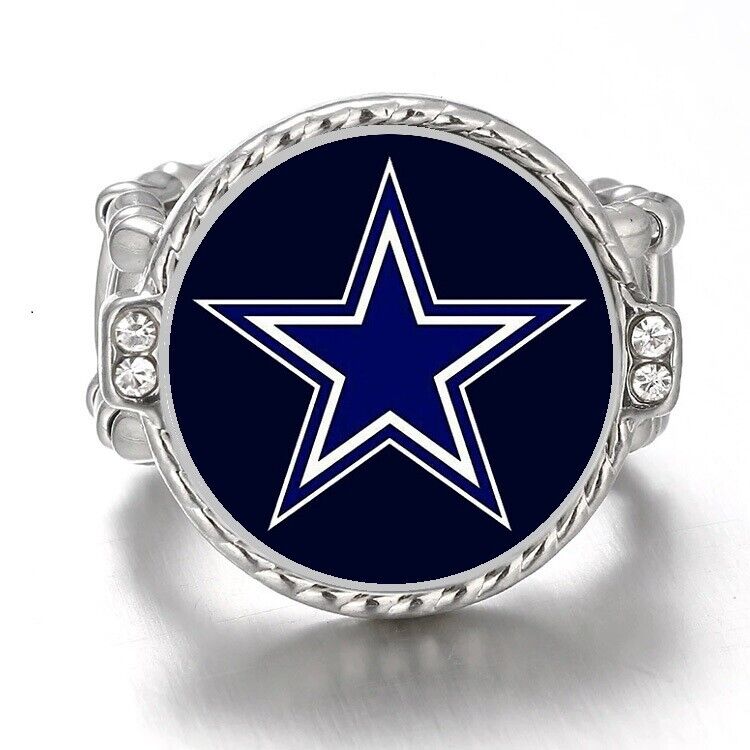 Dallas Cowboys Silver Women'S Crystal Accent Football Ring W Gift Pkg D12
