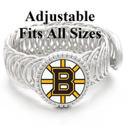 Boston Bruins Mens Women'S Silver Link Adjustable Hockey Bracelet Gift D11