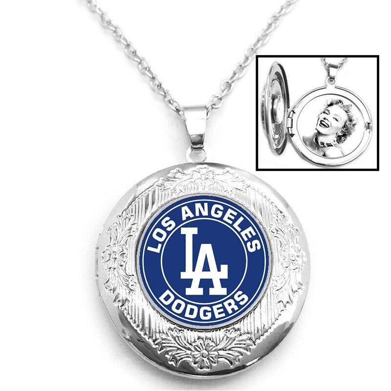 Los Angeles Dodgers Womens 925 Silver Link Chain Necklace And Photo Locket D16