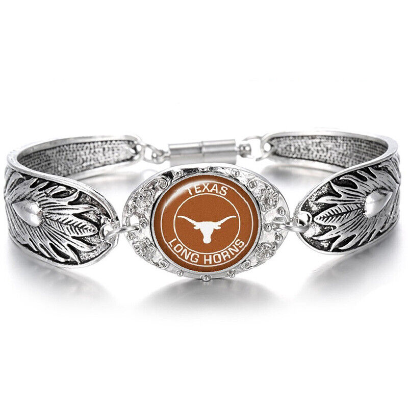 Texas Longhorns Women'S Sterling Silver Bracelet College Football Gift D3
