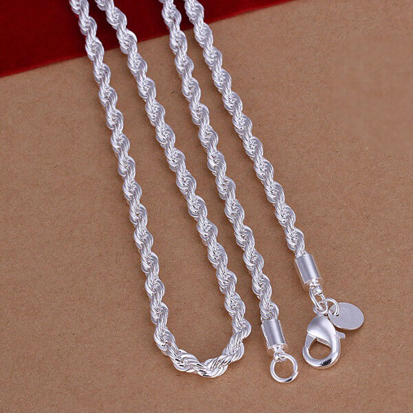 925 Sterling Silver Women's Elegant Rope Chain 22" Link Necklace w Gift Pkg D157