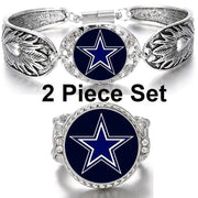 2 Pc. Dallas Cowboys Gift Set Womens Silver Bracelet And Ring D3D12