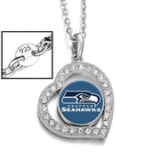 Seattle Seahawks Womens 925 Sterling Silver Link Chain Heart Necklace D19