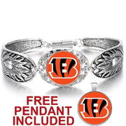 Cincinnati Bengals Women'S Tibetian Silver Bracelet Football Gift W Gift Pkg D3