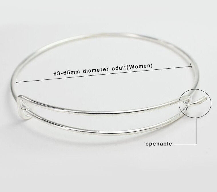 10 Pc 925 Sterling Silver Adjustable Womens Bracelets Opens ToAddCharm D492B
