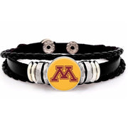 University Minnesota Golden Gophers Mens Womens Black Leather Bracelet Wgift D14