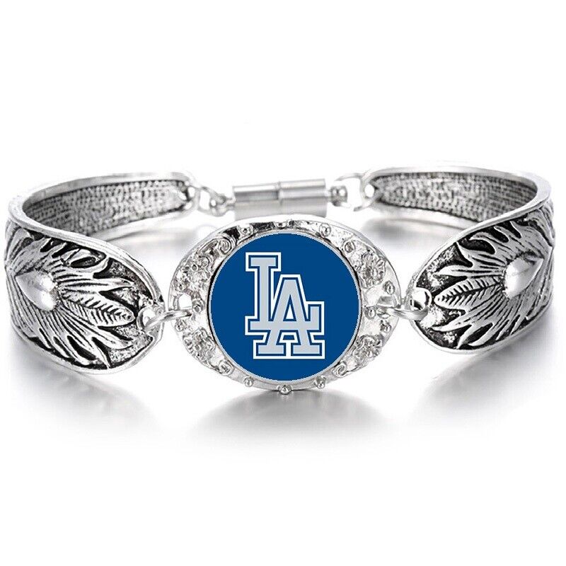 Los Angeles Dodgers Women'S Sterling Silver Bracelet Baseball W Gift Pkg D3