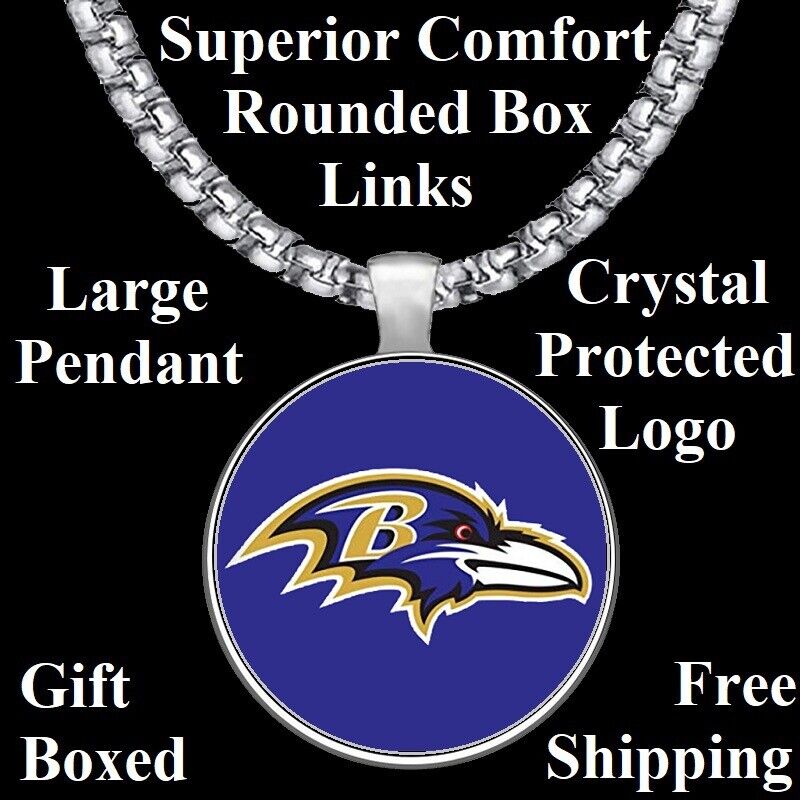 Baltimore Ravens Mens Womens Stainless Steel 20" Chain Link Pendant Necklace D30