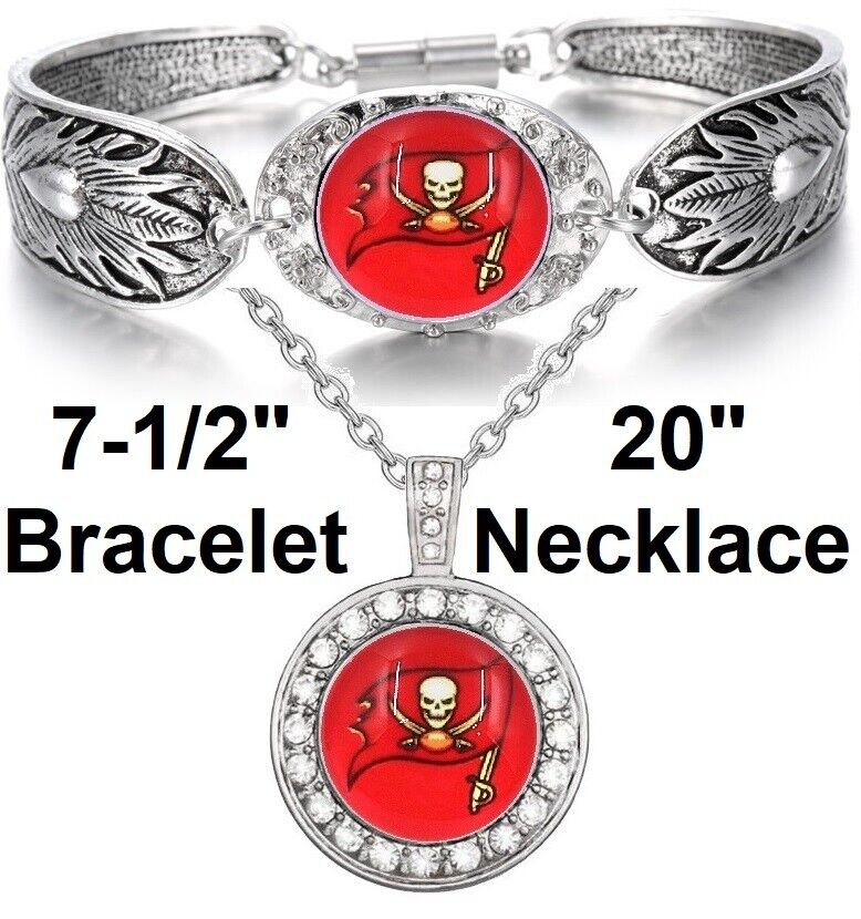 Tampa Bay Buccaneers Gift Womens 925 Sterling Silver Necklace Bracelet Set D3D18