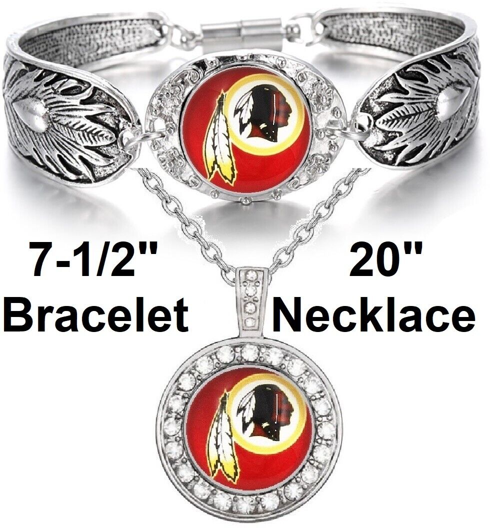 Washington Redskins Gift Womens 925 Sterling Silver Necklace Bracelet Set D3D18