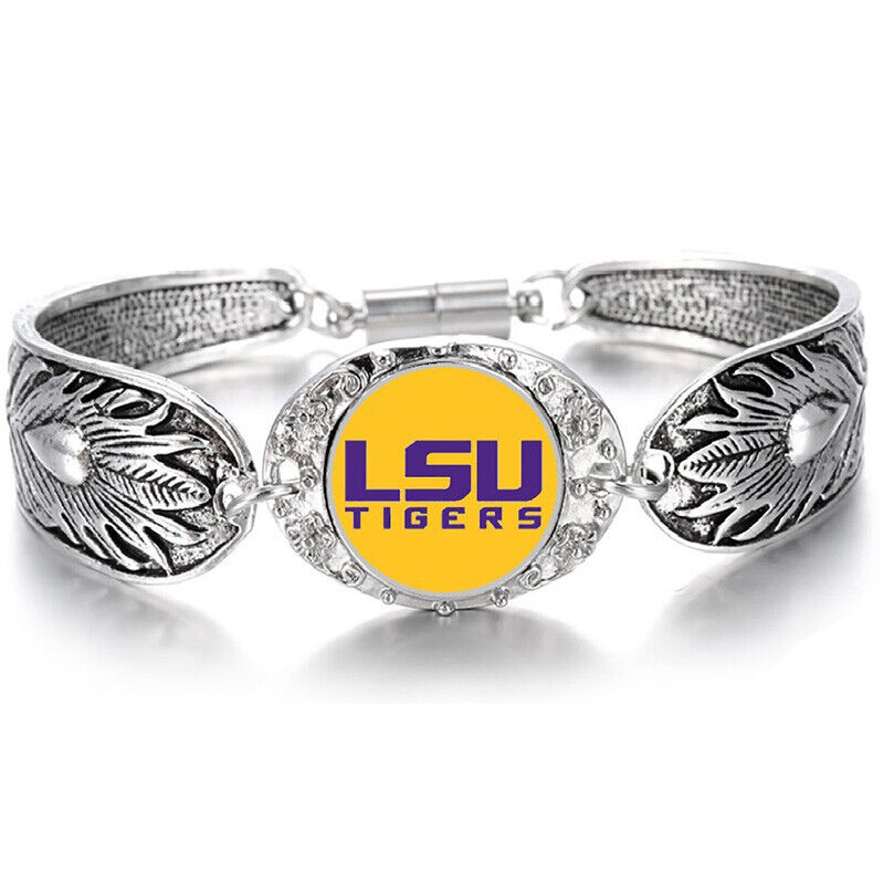 Yellow Lsu Tigers Louisiana State Women'S Sterling Silver Bracelet College Football D3