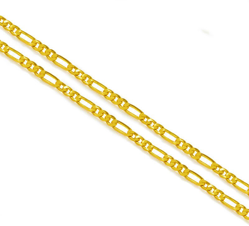 18k Yellow Gold Necklace Women's Men's Figaro Cuban Style Chain Link 18" D400