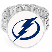 Tampa Bay Lightning Mens Womens Silver Fan Ring Fits All D2