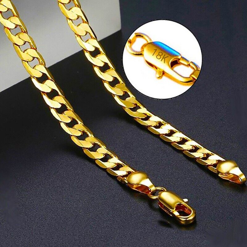 18k Yellow Gold 18" Necklace Women's Men's Italian Curb Link Chain w GiftPk