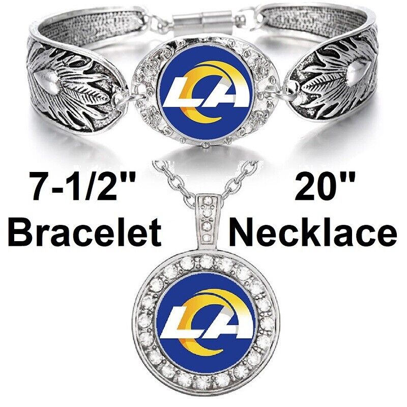 New Los Angeles Rams Gift Womens 925 Sterling Silver Necklace Bracelet Set D3D18
