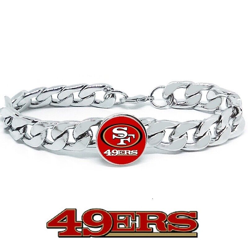 San Francisco 49Ers Silver Womens Curb Link Chain Bracelet Football Gift D4