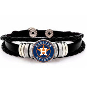 Houston Astros Mens Womens Kids Black Leather Bracelet W Gift Pkg D14