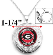 University Georgia Bulldogs Women Sterling Silver Link Chain Necklace Locket D16