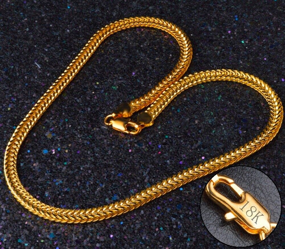 18k Yellow Gold Necklaces Womens 6mm Cuban Curb Tight Link Chain D544
