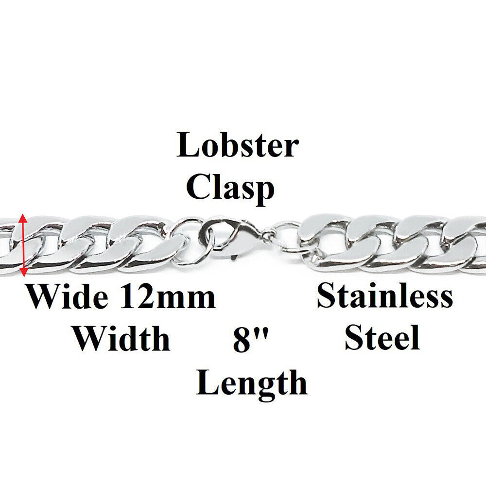 Los Angeles LA Chargers Silver Mens Curb Link Chain Bracelet Football Gift D4